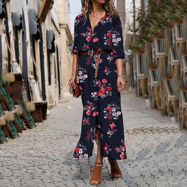

large size elegant women's floral print long maxi dress evening party beach dress summer sleeveless long flower sundress costume, Black;gray
