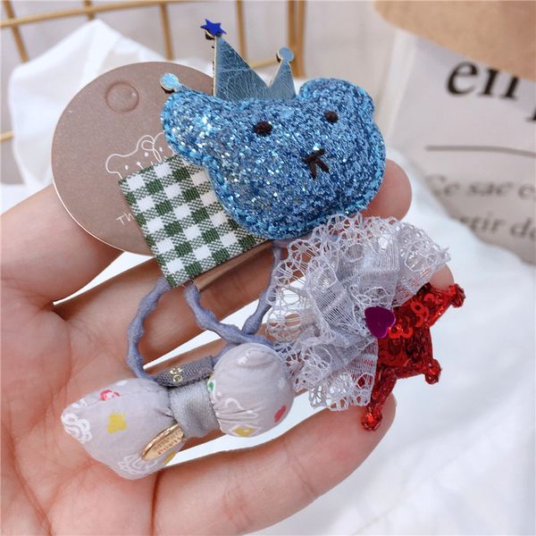 

2019 bowknot new ropes style ale grip kid hair gauze cute clip hair goldfish bear rose summer bb 12sets/lot gold hairbands tfsvl
