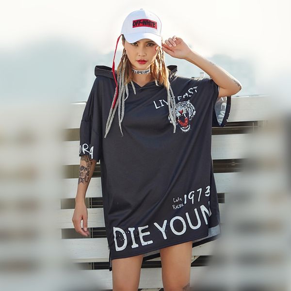 

t shirt women womens designer lion head printed die young women long hooded graphic tshirt harajuku white tiger black summer