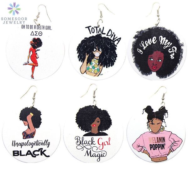 

somesoor vintage earrings african wood delta magic girl melanin poppin black afro jewelry personalized dangle for women gfits, Silver