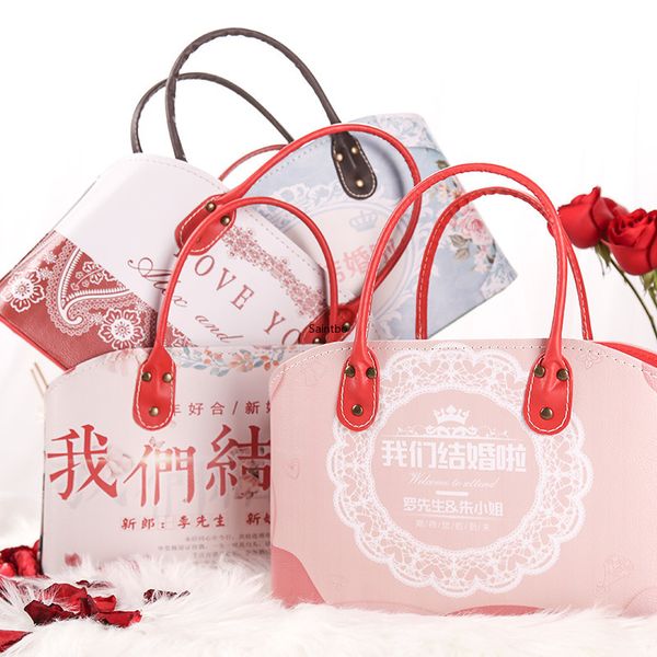 

custom-made leather wedding bridesmaids return hand basket foreign trade creative heart-shaped holiday gift receiving basket