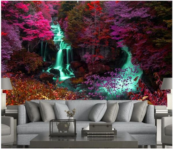 

wdbh custom p 3d wallpaper red beautiful maple landscape oil painting living room home decor 3d wall murals wallpaper for walls 3 d