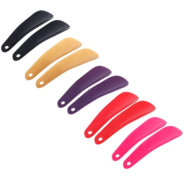 

2pcs 16cm professional flexible shoe lifter shoes accessories colorful plastic shoehorn shoe horns spoon, White;pink