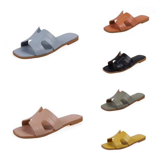 

gnornil 2020 fashion h shoes summer cow leather slippers h casual shoes non-slip rubber sole beach size38-44#600, Black