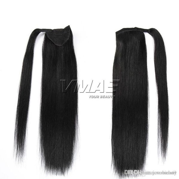 

vmae peruvian magic wrap around ponytail 120g clip in stragiht horsetail 100% virgin human hair extensions vmae hair, Black