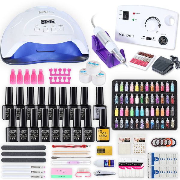 

nails art decorations nail set and for nail dryer 10/12/16 colors gel polish kit electric drill machine manicure set