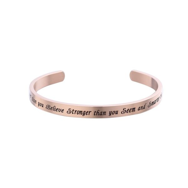 

6mm round cuff open bracelet bangles for women men inspirational stainless steel daily gift for friend pulseira, Black
