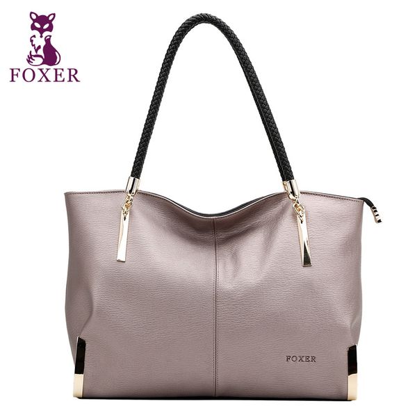 

foxer zipper women's cow leather shoulder bag & handbag female bags lady totes