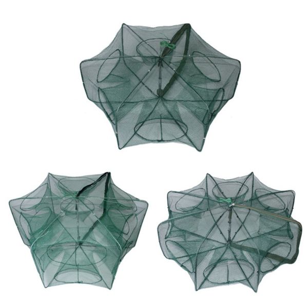 

6/8/12 holes folding fishing network foldable nylon automatic fishing net shrimp cage crab fish trap cast net cast mesh