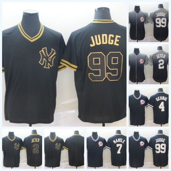 

99 Aaron Judge 2019 Golden Edtion Derek 2 Jeter Yankees 4 Lou Gehrig 7 Mickey Mantle Fade Jersey Mens Collection Legend Baseball Jersey