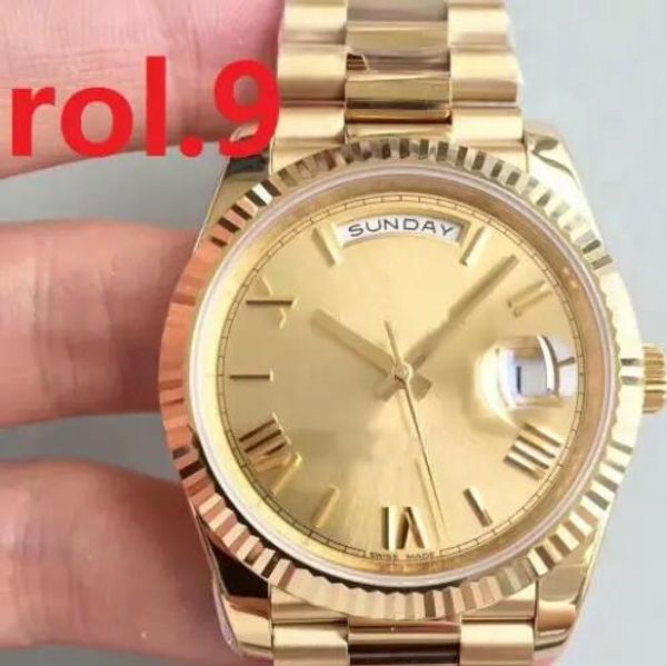 

w071 new luxury mens brand watch day-date president automatic watches men fluted bezel concealed folding crown clasp wristwatches, Slivery;brown