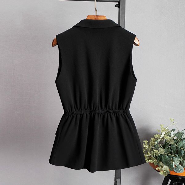 

новые моды осень женские рукавов жилеты женский повседневный черный жилет офис дамы верхняя одежда пальто lwl574, Black;white