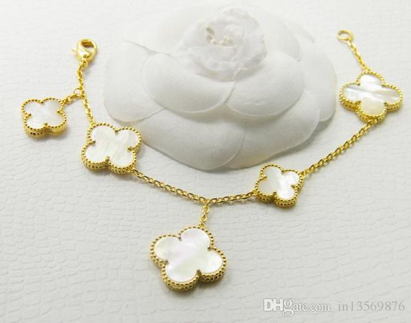 

luxury women's female's ladies punk dj exaggerated shell five flowers wristband bangles cuffs bracelets 4colors with box, Black