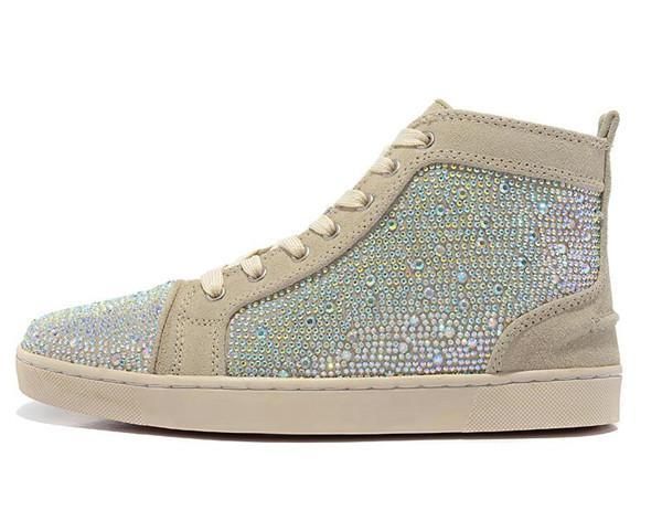 

2019 fashion spot designer casual shoes men's shoes women's fashion crystal red soles outdoor high-casual shoes 35-45, Black