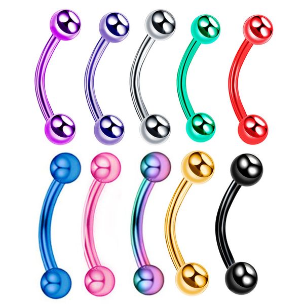 10 teile/los Chirurgenstahl 3 MM Kugel Augenbraue Piercing Innengewinde Gebogene Barbell Helix Ohrring Lippenring Nippelringe Körperschmuck