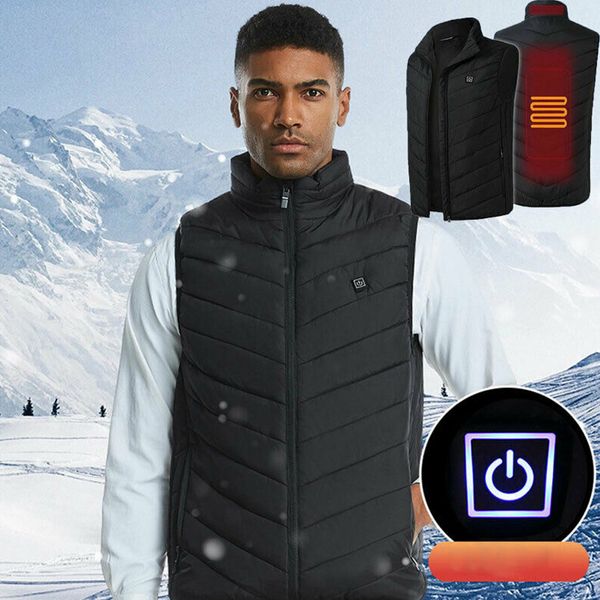 

electric heated vest usb thermal heat pad winter warm warmer -mx8, Black;white
