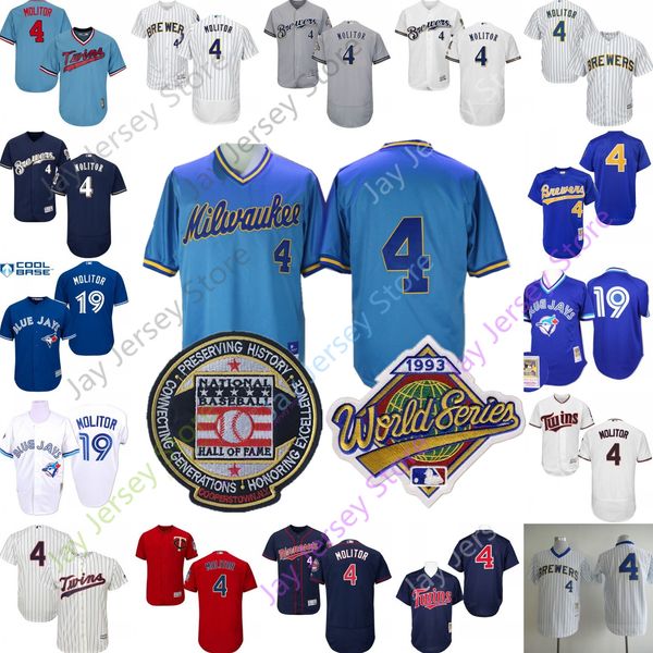 

Paul Molitor Jersey Milwaukee Cooperstown Brewers Minnesota MN Twins Toronto Blue Cool Base Jays 1993 World Series WS Hall Of Fame Patch