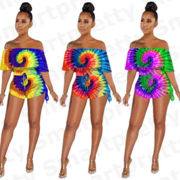 

women jumpsuits summer rainbow gradient color printed flat shouders short sleeve romper coveralls siamese shorts s-3xl e31007, Black;white