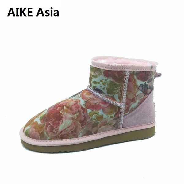 

women boots classic waterproof cowhide leather fur lined short winter snow boots for women casual winter ankle shoes us 3-13, Black