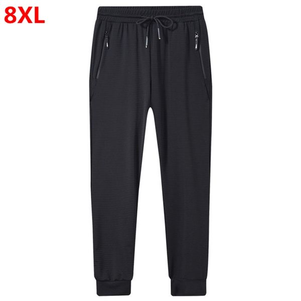 

летние новые сетчатые брюки 8xl мужские спортивные брюки большого размера, быстросохнущие брюки, черные тонкие брюки, Black