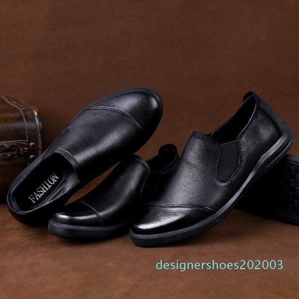 

men business formal wear hollow-out casual shoes men breathable lace up oxfords soft bottom soft genuine leather shoes d03, Black
