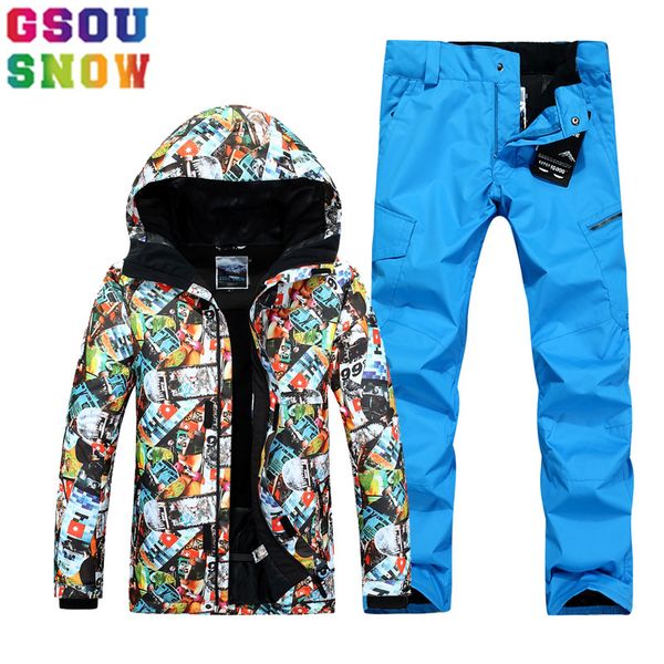 

gsou snow brand ski suit men ski jacket pants winter waterproof mountain skiing suit male outdoor snowboard jacket pants