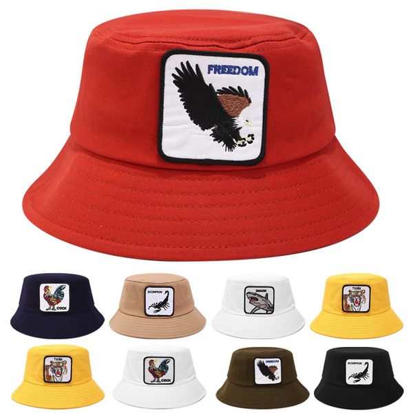 

new fisherman hat men and women new cartoon animal standard flat hat summer outdoor sun men bucket hats caps, Blue;gray