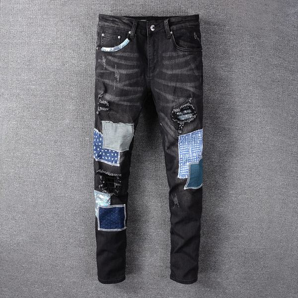 

2020 luxury designer jeans mens designer pants men skinny jeans short sleeve men designer sweatpants black pants, Blue