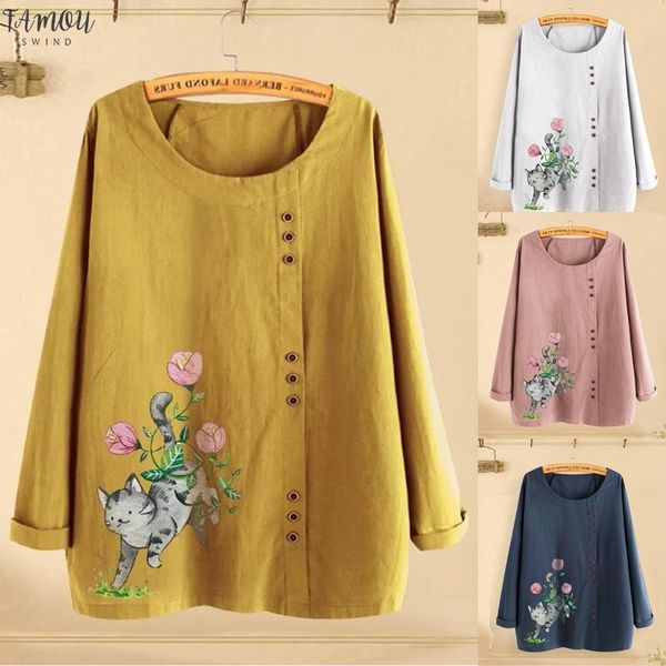 

хлопчатобумажная и льняная блузка женская повседневная свободная кнопка плюс размер s daily boho tanic рубашка блузка женские топы белье blu, White