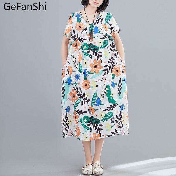 

2020 new vintage summer dress short sleeve women elegant floral print midi sundress loose casual party beach vestidos bohemian, Black;gray