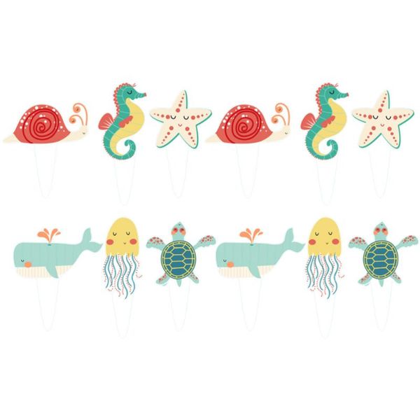 

24pcs cute cake ers kid's birthday cake colorful animal picks for party (colorful)