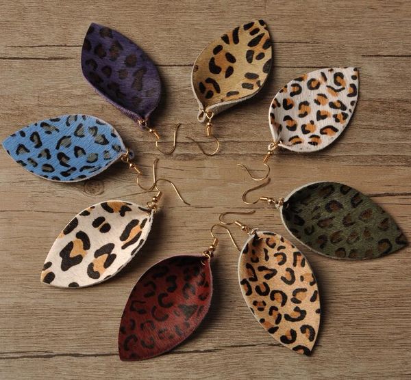 

leopard leaf earrings for women jewelry lightweight pu leather earrings handmade statement teardrop 8 styles lady fashion accessories gd2, Silver