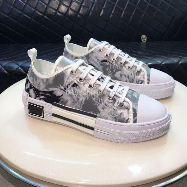 

oblique technical flower leather grey red canvas b23 sneaker mens designer sneaker shoes trainer with original box size38-44, Black