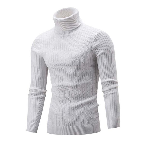 

turtelneck knitting fashion men warm autumn winter long sleeve sweater slim warm knit high neck pullover jumper, White;black