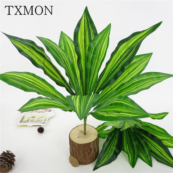

49cm 12 heads green sword leaves brazilian tree leaves tropical plants wall decoration flower silk simulation plants fake flower