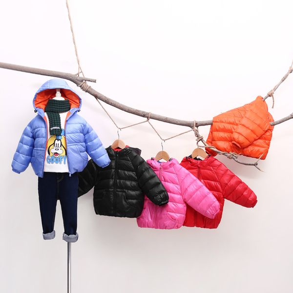 

2019 осень детские для девочек для мальчиков b parka свет детская куртка hood утка вниз пальто зимы детей куртки весна осень малышей верхняя, Blue;gray