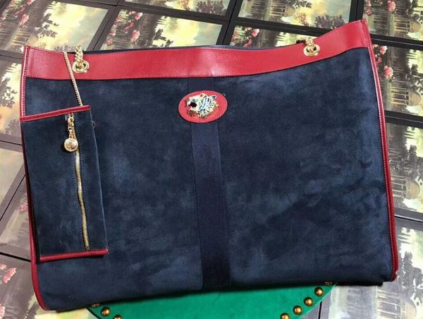 

5a 537218 57cm rajah xlarge tote,enameled tiger head,suede leather with web,leather trim,with dust bag serial number,ing