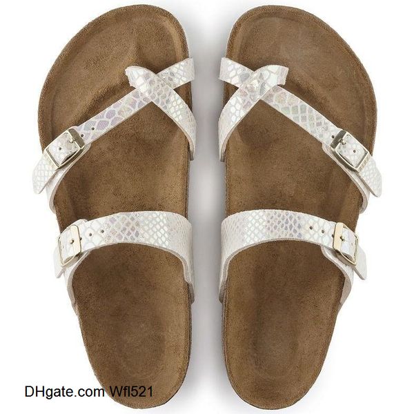 

new famous brand arizona beach slippers with buckle for men and women wholesale flat sandals brik casual summer genuine leather slippers, Black