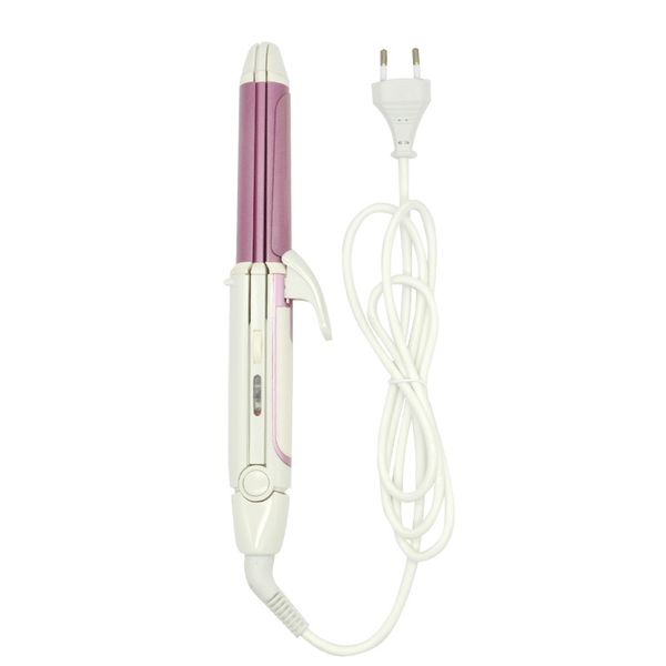 

wenyi 3 in 1 foldable hair curler fast heating mini ceramic curling iron + hair straightener flat iron+corn plate curler, Black