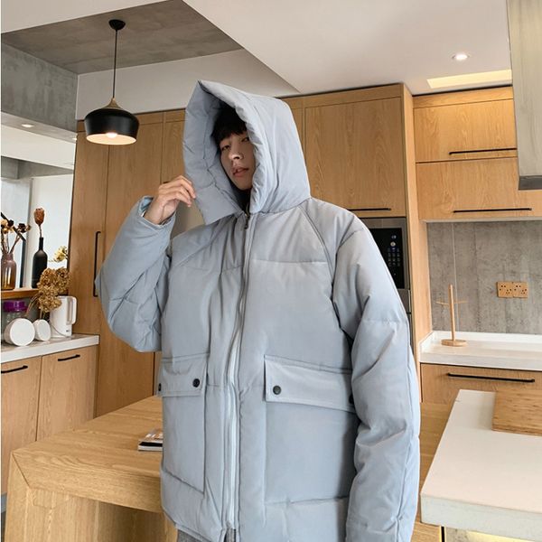 

мужская мужской женской мода тяжелого пальто платья из хлопка ветровка толстого сыпучий 4 цвета твердые простой стиль zipper b102196z, Black