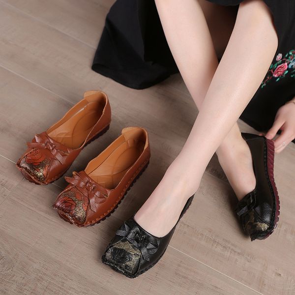 

popular vintage women shoes bowtie single shoes soft comfortable mother handmade size 35-41 ing, Black;white
