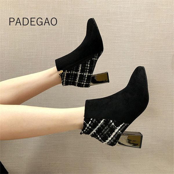

women winter shoes 2019 womens boots vintage casual korean black ankle boots for women plaid