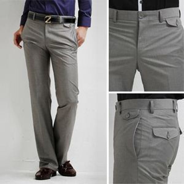

brand men's suit pants korean fashion silky slim fit long trouser pure color classic straight business formal pant men wedding, White;black