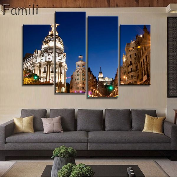 

4Pcs/set Spain Printed Canvas Painting Banknotes Wall Art Posters Unframed Modular Paintings Hot Cuadros Decor HD Wall Pictures For Home
