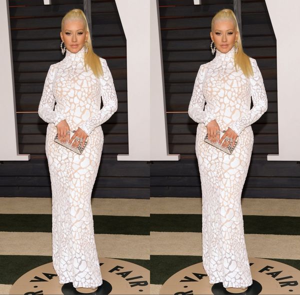 

elegant white mermaid evening dresses 2020 sequined evening gowns formal wear high neck long sleeve party dress robe de soiree abendkleider, Black;red