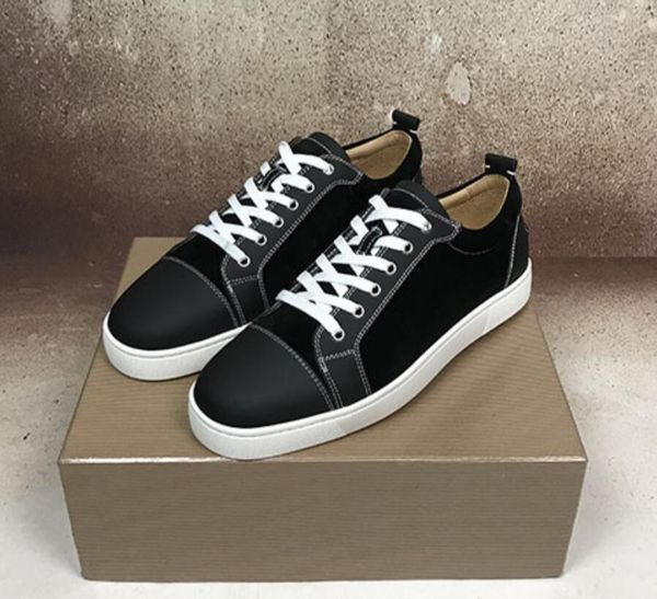 

gift brand red bottom men sneakers low shoes rantulow junior flat men geunine leather white black outdoor trainer super quality