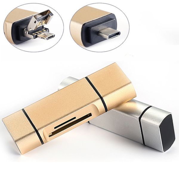 

3 universal design reader card ipad android phone pc macbook in 1 micro-d tf usb2.0 c micro-usb
