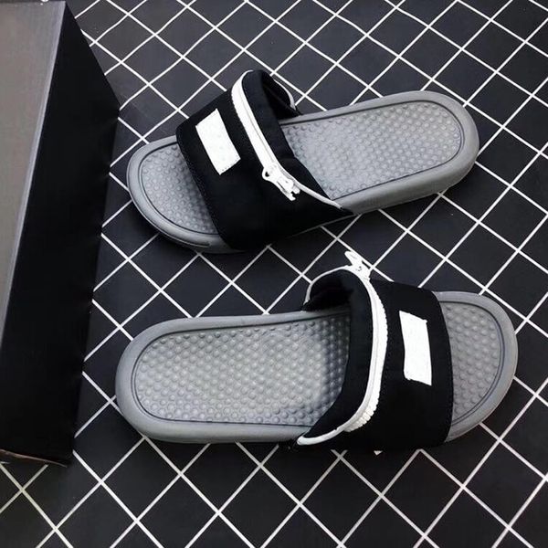 

2019 Дизайнер Ник Слайд Сандалии Тапочки Молния Сумка Ключ Днища Пляжный Отдых Для