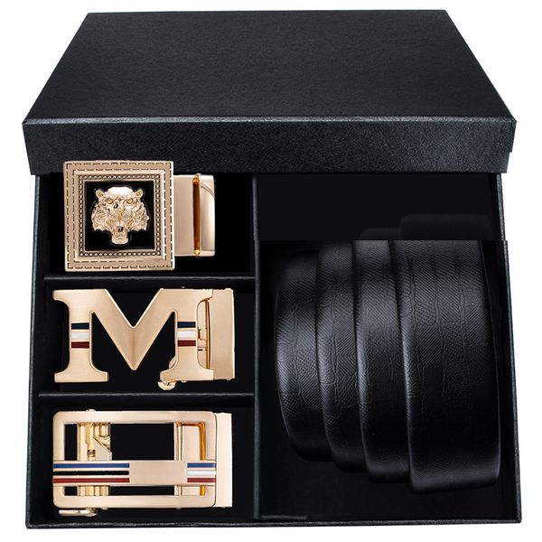 

привет-галстук 2019 дизайнер коробка ремни для мужчин роскошные натуральная кожа ремень джинсы ремень мода золотая пряжка мужской пояс, Black;brown