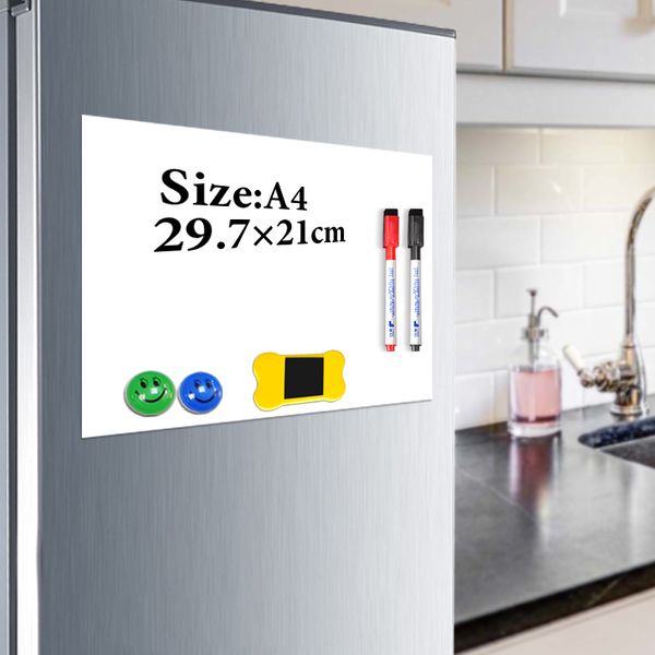 

yibai magnet whiteboard a4 soft magnetic board, dry erase drawing and recording board for fridge refrigerator with gift